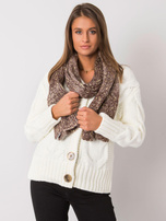 Brązowy szalik damski ze złotą nicią