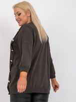 Khaki bluzka plus size z okrągłym dekoltem Brigitte 