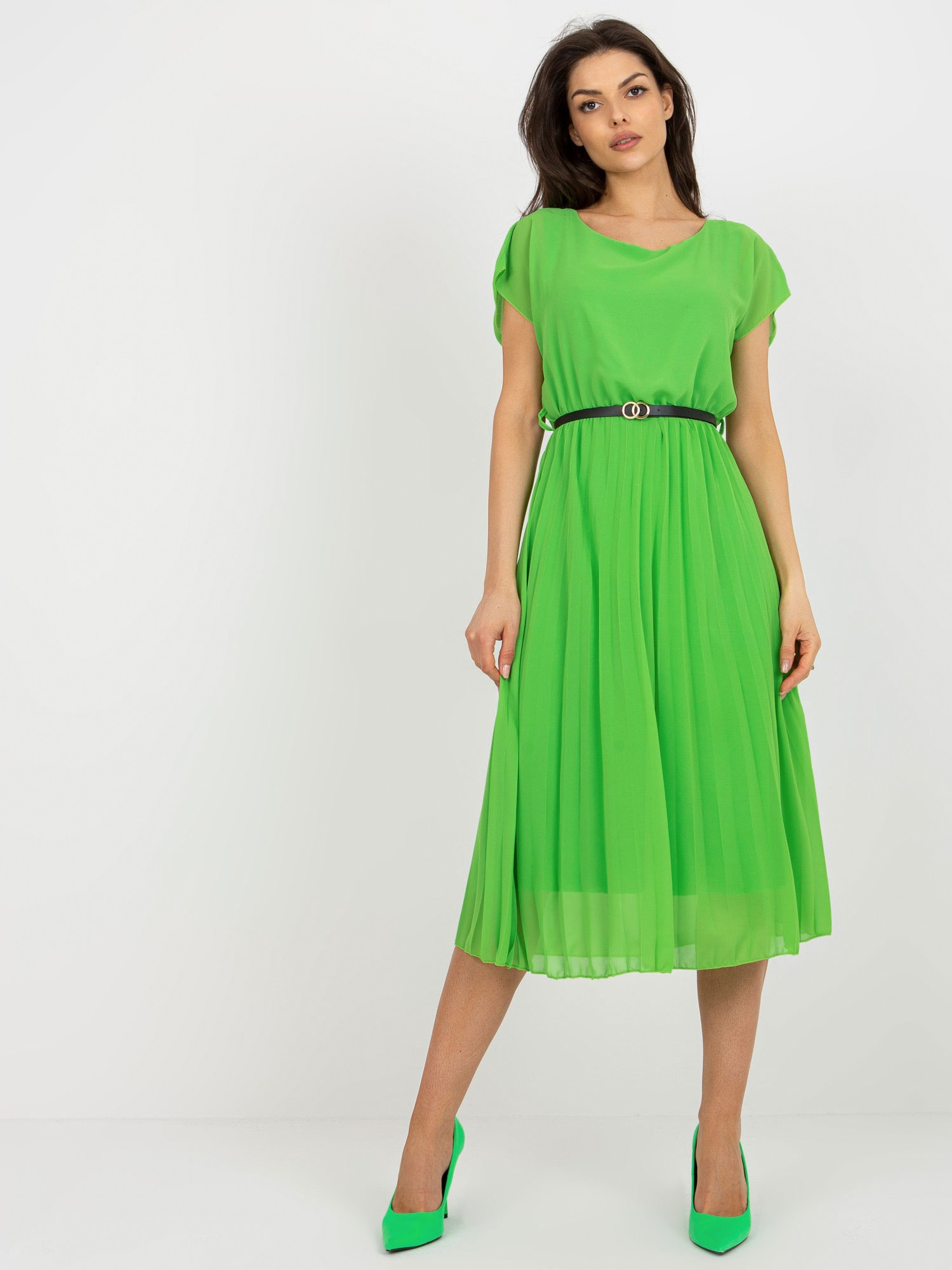 Hurt Jasmingrüne plissierte Kleid mit Viskose.
