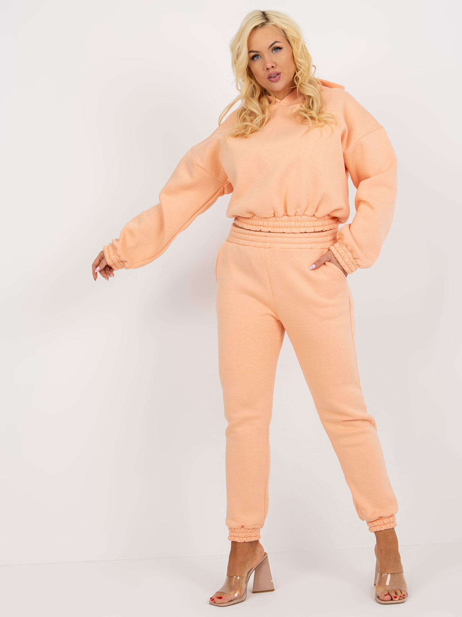 Hurt Brzoskwiniowy dresowy komplet plus size basic z bluzą 