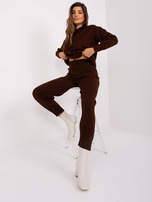 Hurtownia Ciemnobrązowy dwuczęściowy damski komplet casualowy