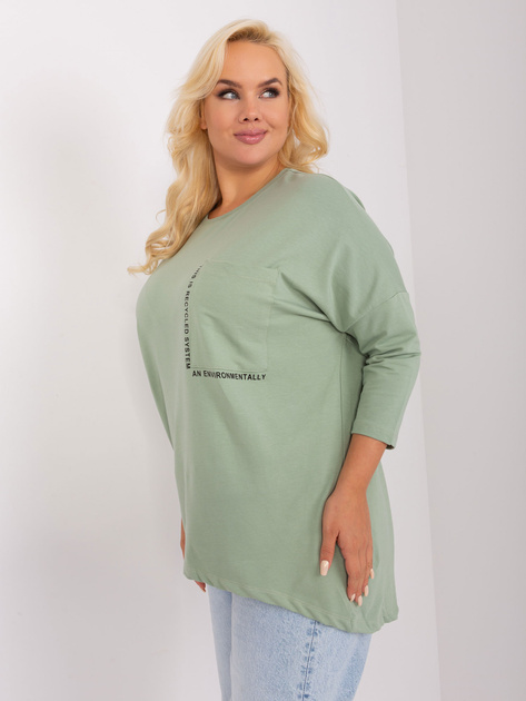 Hurtownia Pistacjowa bluzka plus size z bawełny