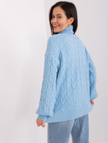 Hurtownia Jasnoniebieski sweter golf z wiskozą