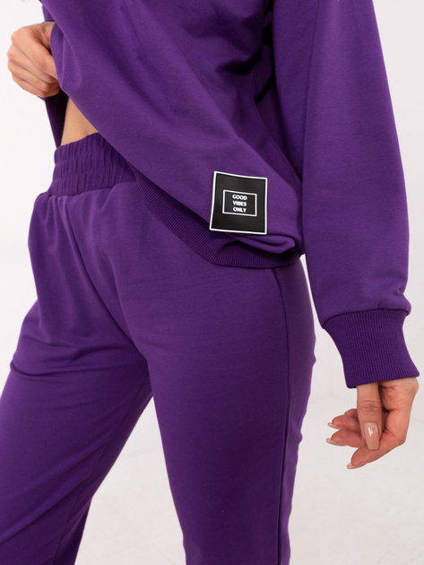 Hurt Ciemnofioletowy dresowy komplet z prostymi spodniami