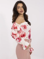 Hurt Jasnobeżowa bluzka hiszpanka z marszczonymi rękawami