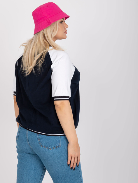 Biało-granatowa bluzka plus size z krótkim rękawem