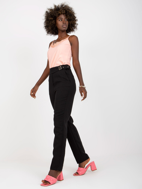 Hurt Czarne garniturowe spodnie z materiału z prostą nogawką