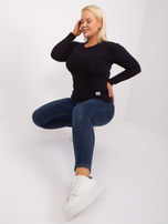 Didmeninė juoda plus size palaidinė su ilgomis rankovėmis.