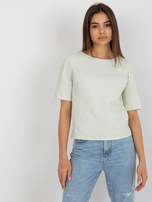 Hurt Jasnozielona bluzka wizytowa z okrągłym dekoltem