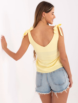 Jasnożółty top z wiązanymi ramiączkami RUE PARIS 