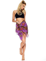 Hurt Fioletowa chusta bawełniana w kwiaty