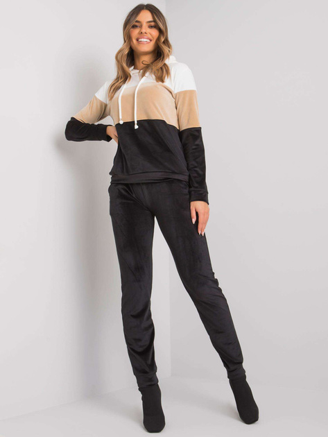 Czarno-biały komplet welurowy ze spodniami Dilva RUE PARIS