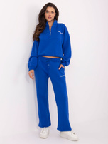 Kobaltowy dresowy komplet damski z haftem