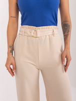 Hurt light beige fabric trousers swedes with a belt RUE PARIS.