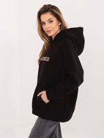 Czarno-ciemnobeżowa bluza z haftowanym napisem RUE PARIS