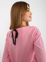 Hurtownia Różowa bawełniana bluzka wizytowa z wiązaniem