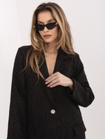 Czarna marynarka z fakturowej tkaniny RUE PARIS 