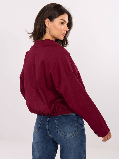 Bordowa koszula ze ściągaczem na dole RUE PARIS