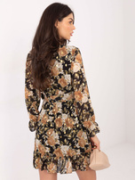 Black and beige dress with flounce Alisia