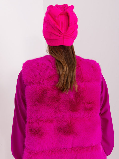 Hurt Ciemnoróżowa czapka zimowa z aplikacjami