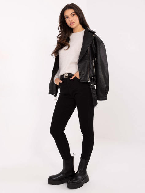 Czarne damskie jeansy skinny z wysokim stanem