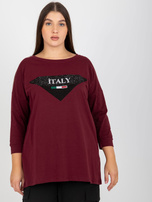 Hurt Śliwkowa bluzka plus size z rękawem 3/4