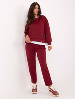 Bordowy damski komplet ze spodniami 