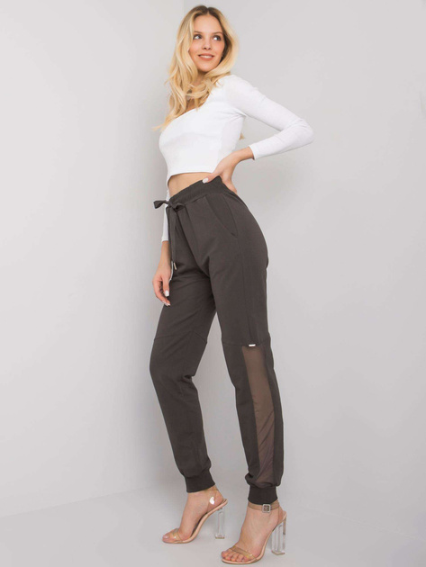 Ciemne khaki bawełniane spodnie dresowe Susan