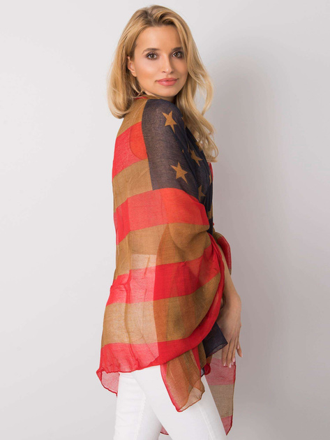 Czerwono-brązowa chusta z printem