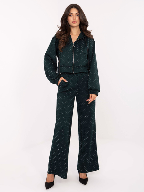 Ciemnozielony dresowy komplet z dżetami RUE PARIS