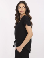 Czarna damska bluzka z dekoltem V SUBLEVEL