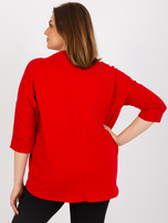 Hurt Czerwona bluzka plus size z perełkami i rękawem 3/4
