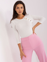 Hurt Ecru dopasowana bluzka na co dzień z rękawem 3/4