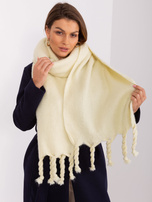 Hurt Jasnożółty gładki szal z frędzlami