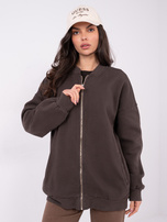 Schokoladenfarbener Reißverschluss-Pullover mit Taschen.