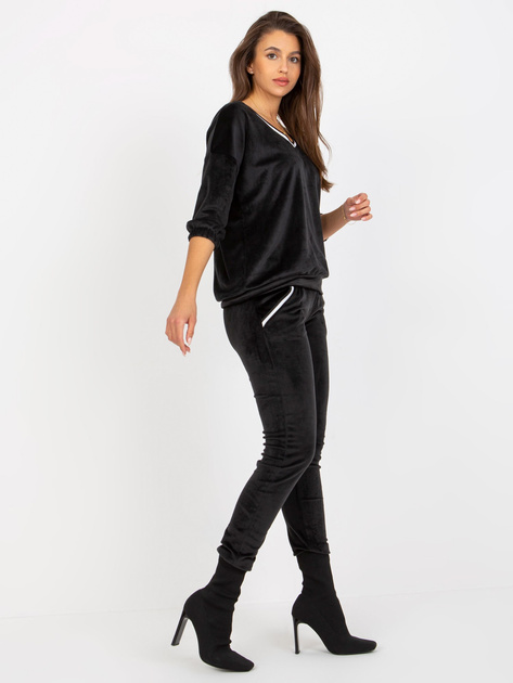 Hurt Czarny dwuczęściowy komplet welurowy z rękawem 3/4