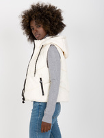 Hurt Ecru krótka kamizelka z kapturem i pikowaniem 