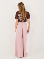 Jasnoróżowe muślinowe spodnie palazzo