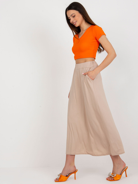 Hurt Beżowa rozkloszowana spódnica basic RUE PARIS