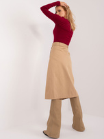 Hurt Camelowa kopertowa spódnica cargo z paskiem