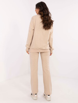 Hurt Beżowy dresowy komplet basic z bluzą oversize