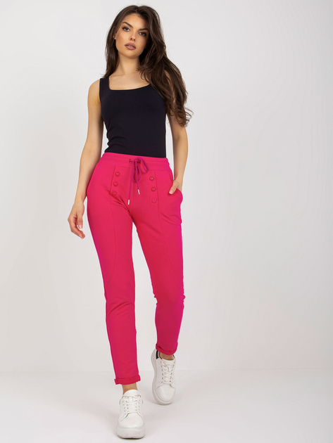 Hurt Fuksjowe spodnie dresowe z ozdobnymi guzikami