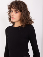 Hurtownia Czarna bluzka basic longsleeve w prążki