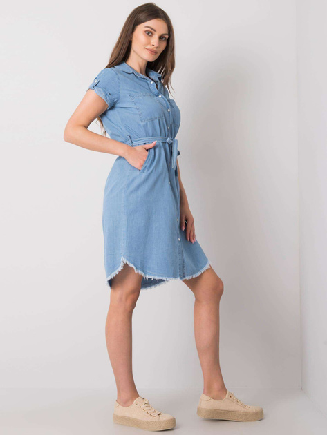Niebieska sukienka z paskiem Kathi RUE PARIS