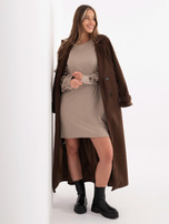 Ciemnobeżowa dresowa sukienka z miękkiej tkaniny RUE PARIS