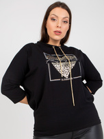 Czarna codzienna bluzka plus size z nadrukiem 