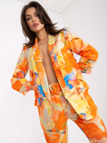 Pomarańczowa damska marynarka z printami