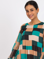 Green-beige patterned blouse Gabriella