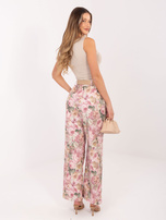 Brudnoróżowe garniturowe spodnie w kwiaty RUE PARIS