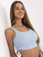 Jasnoniebieski krótki top w prążek Loretta RUE PARIS